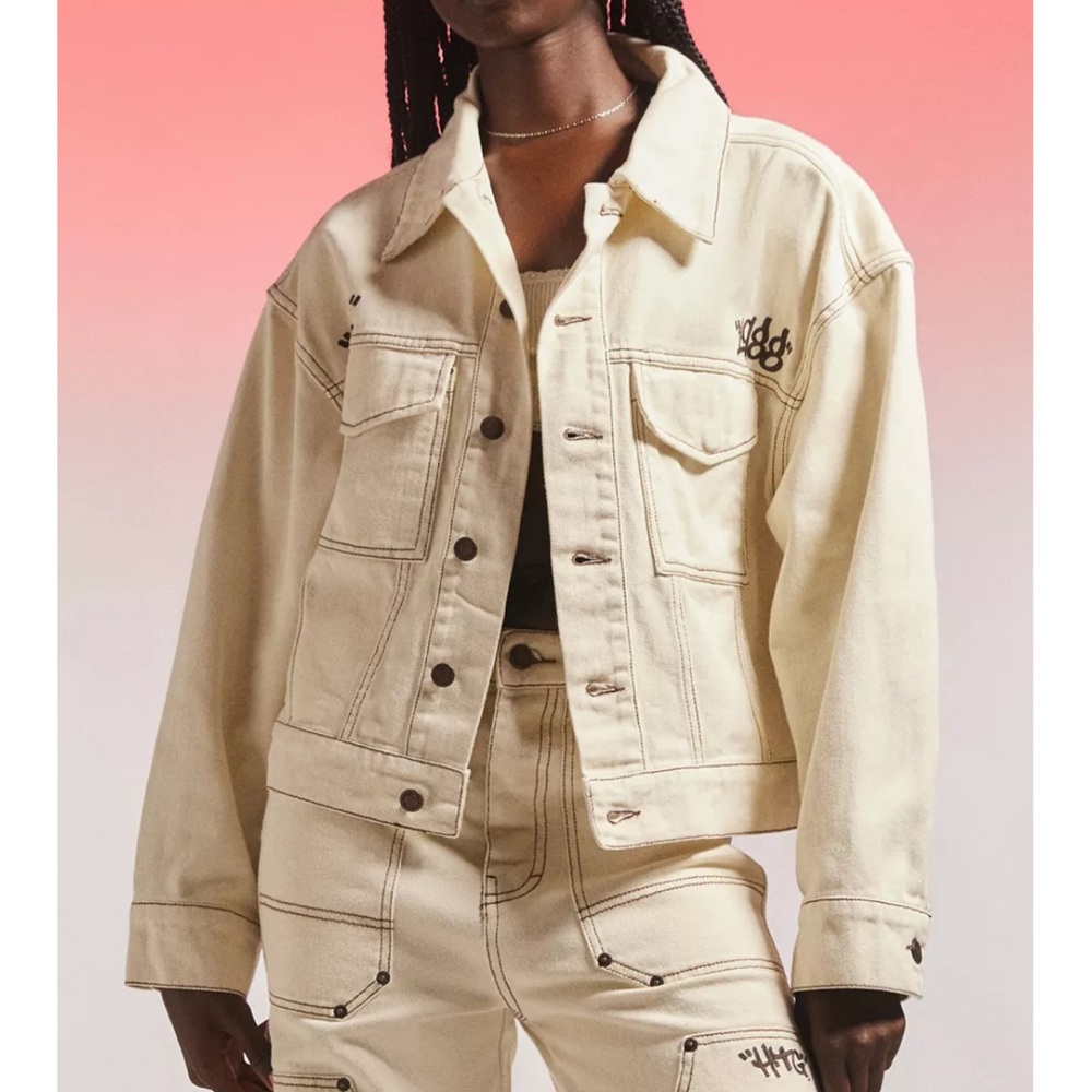 Honor The Gift Women's Cream Denim Carpenter Jacket Medium NWT